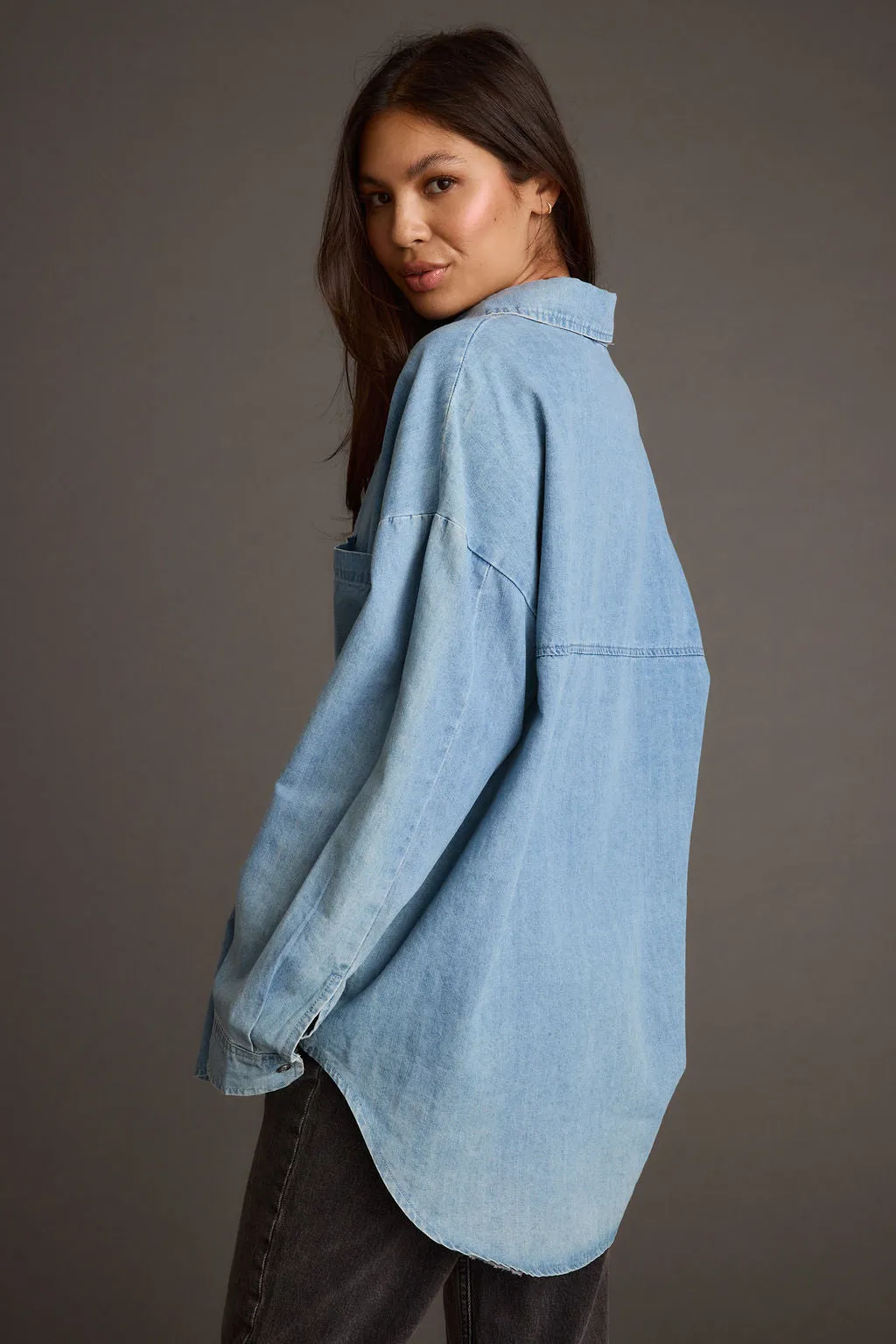 Springsteen Chambray Oversized Button Down Shirt Odor Resistant