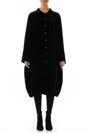Abrasion Resistant Edges Daily Essential Balloon Black Silk Velvet Jacket