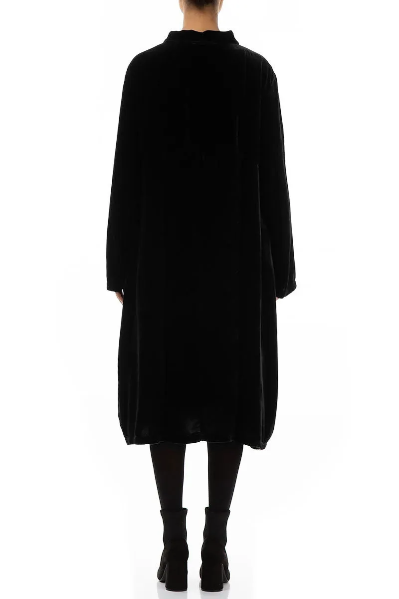 Balloon Black Silk Velvet Jacket Shrink Resistant Treatment