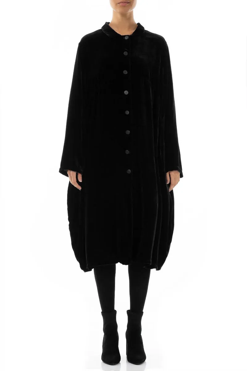 Abrasion Resistant Edges Daily Essential Balloon Black Silk Velvet Jacket