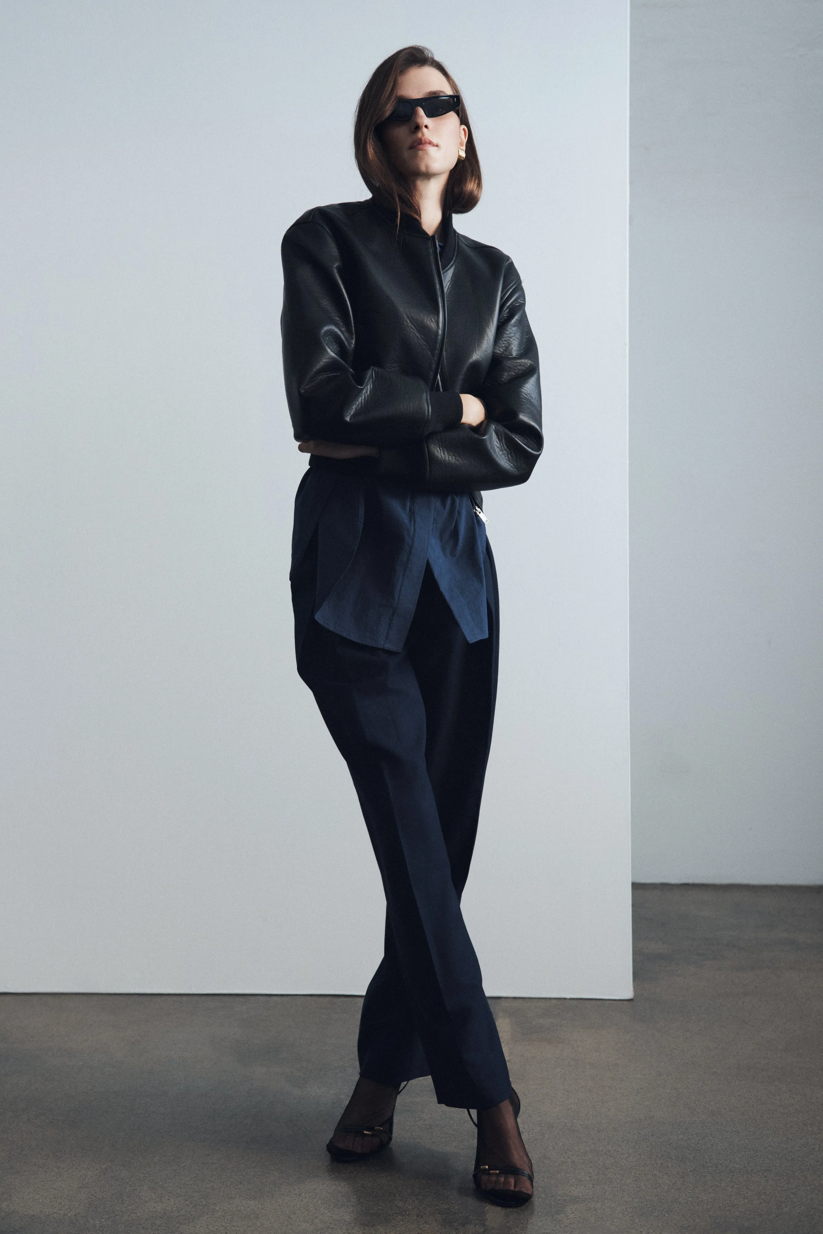 Glow In The Dark Accents Codi Faux Leather Bomber Jacket - Black