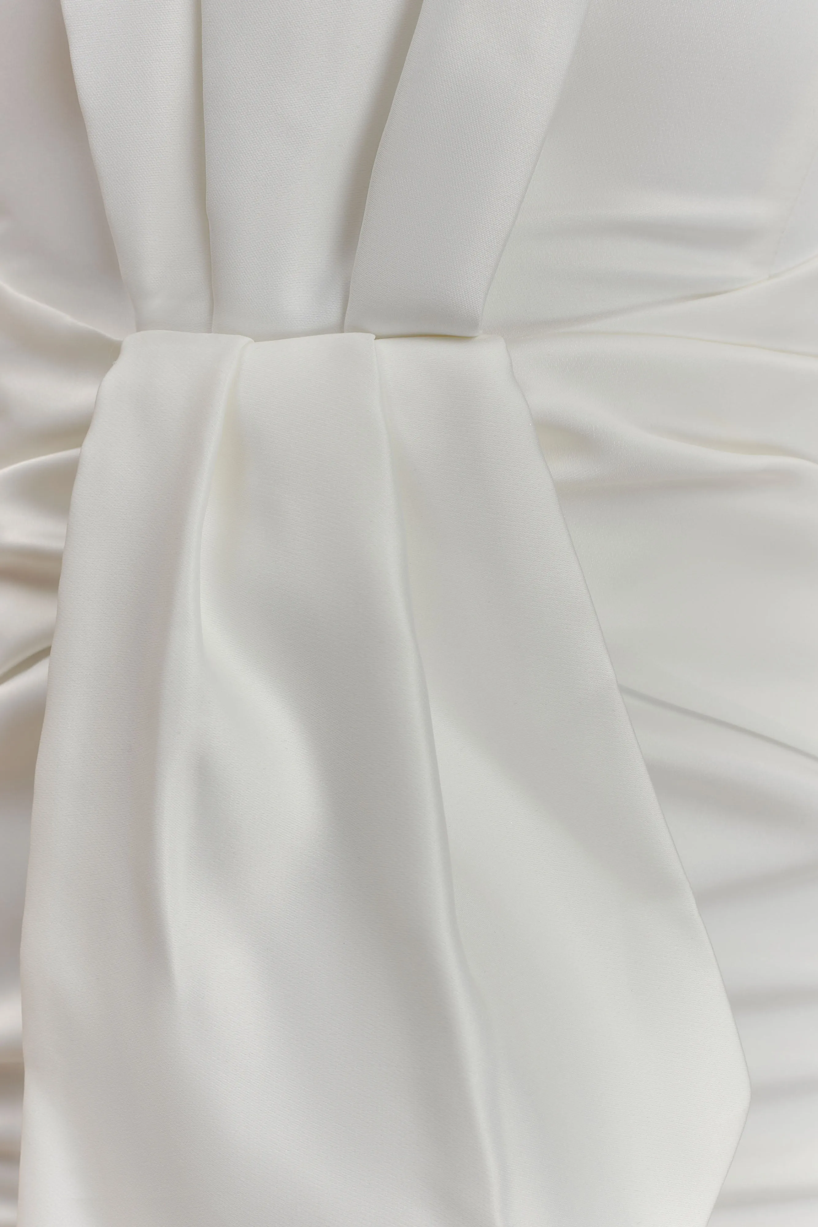 Cyrill Strapless Satin Structured Maxi Dress - White Effortless weekend dress Stain-Guard-Finish