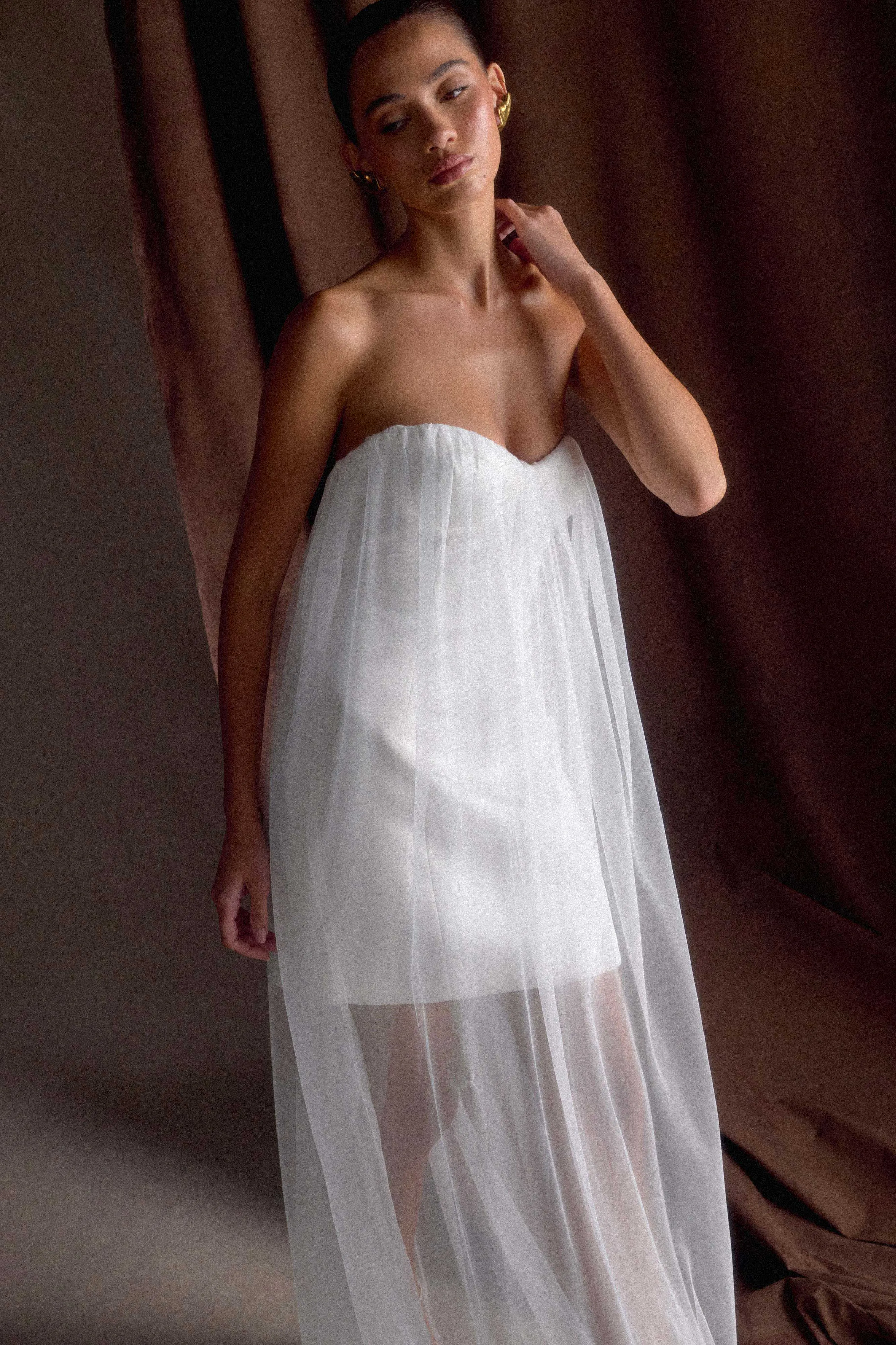 Light material Bettany Chiffon Strapless Maxi Dress - White