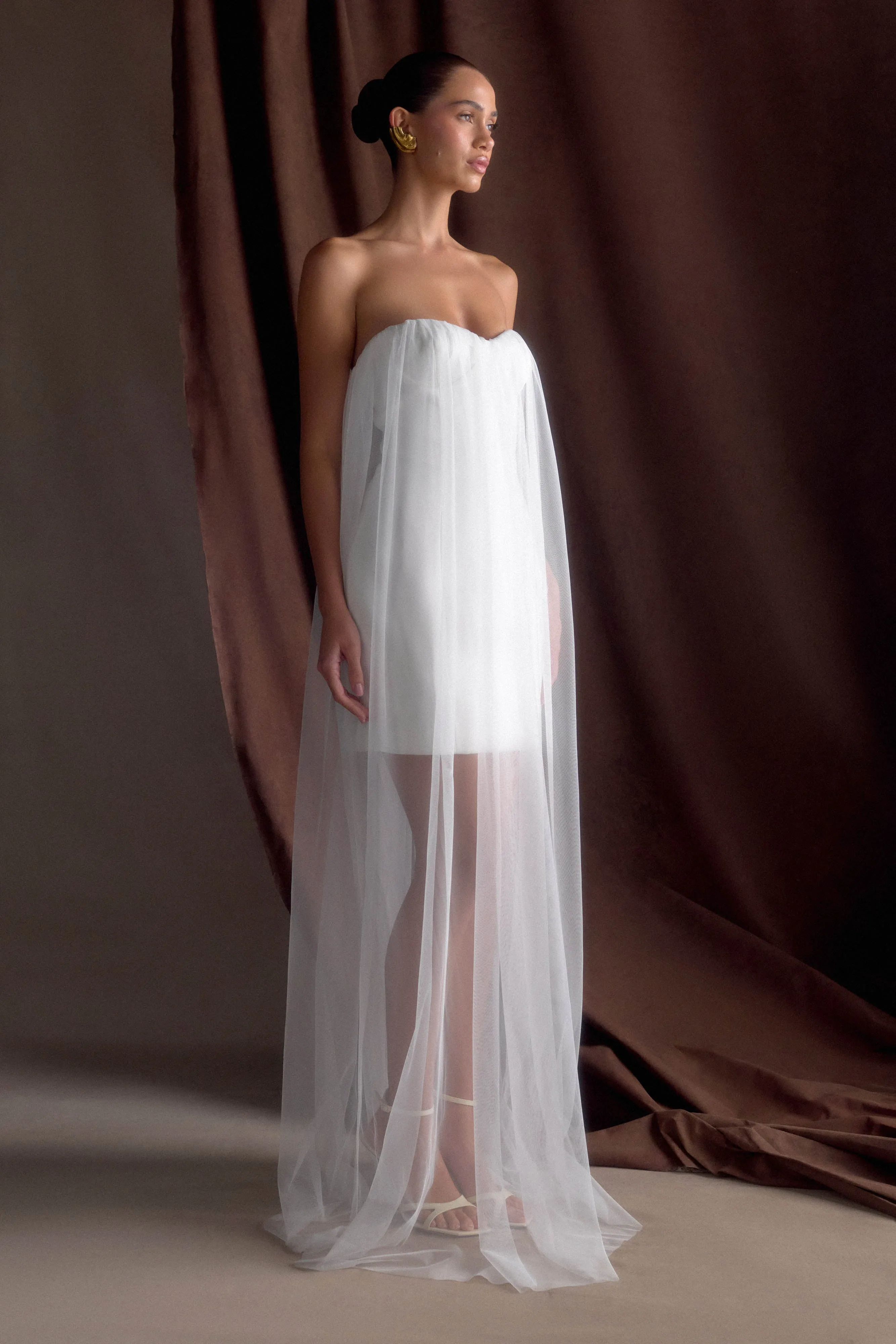 Luxe Wear Bettany Chiffon Strapless Maxi Dress - White