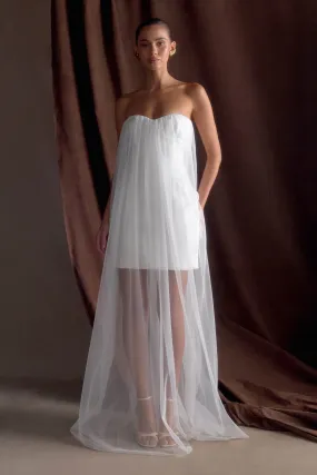 Bettany Chiffon Strapless Maxi Dress - White Heart Glow