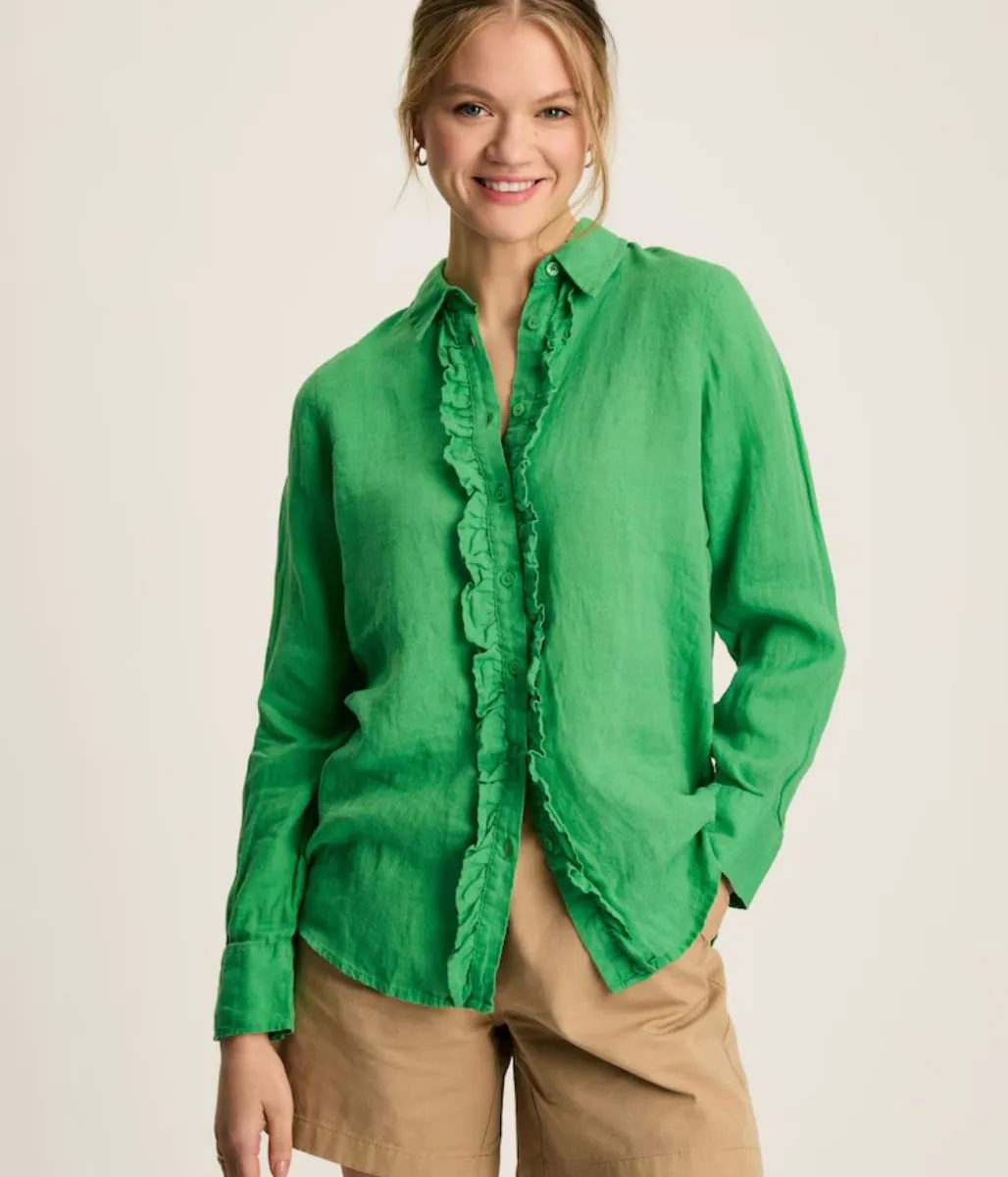 Selene Green LInen Shirt Group Mood
