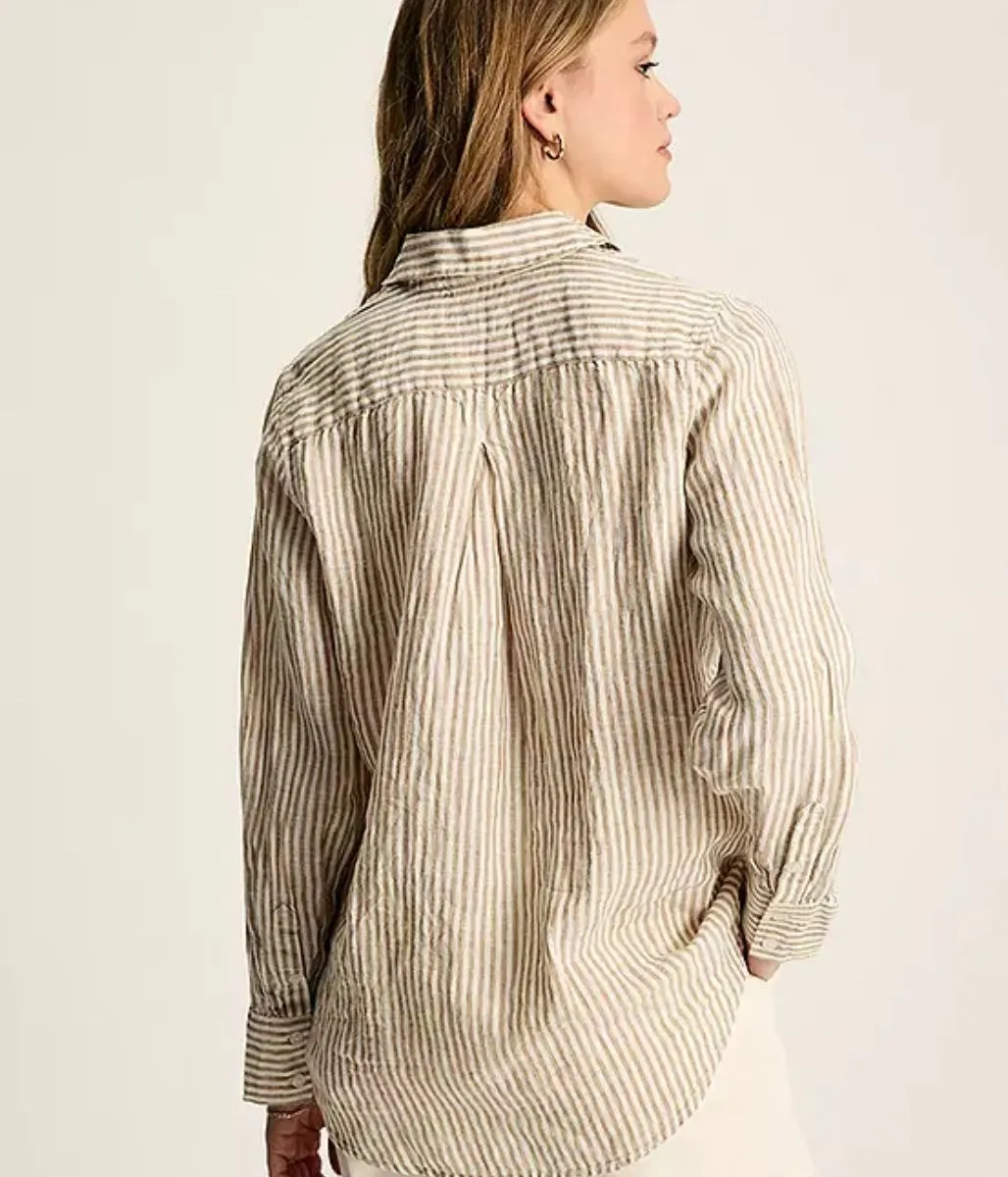 Selene Striped LInen Shirt Classic Mode Soft Knit