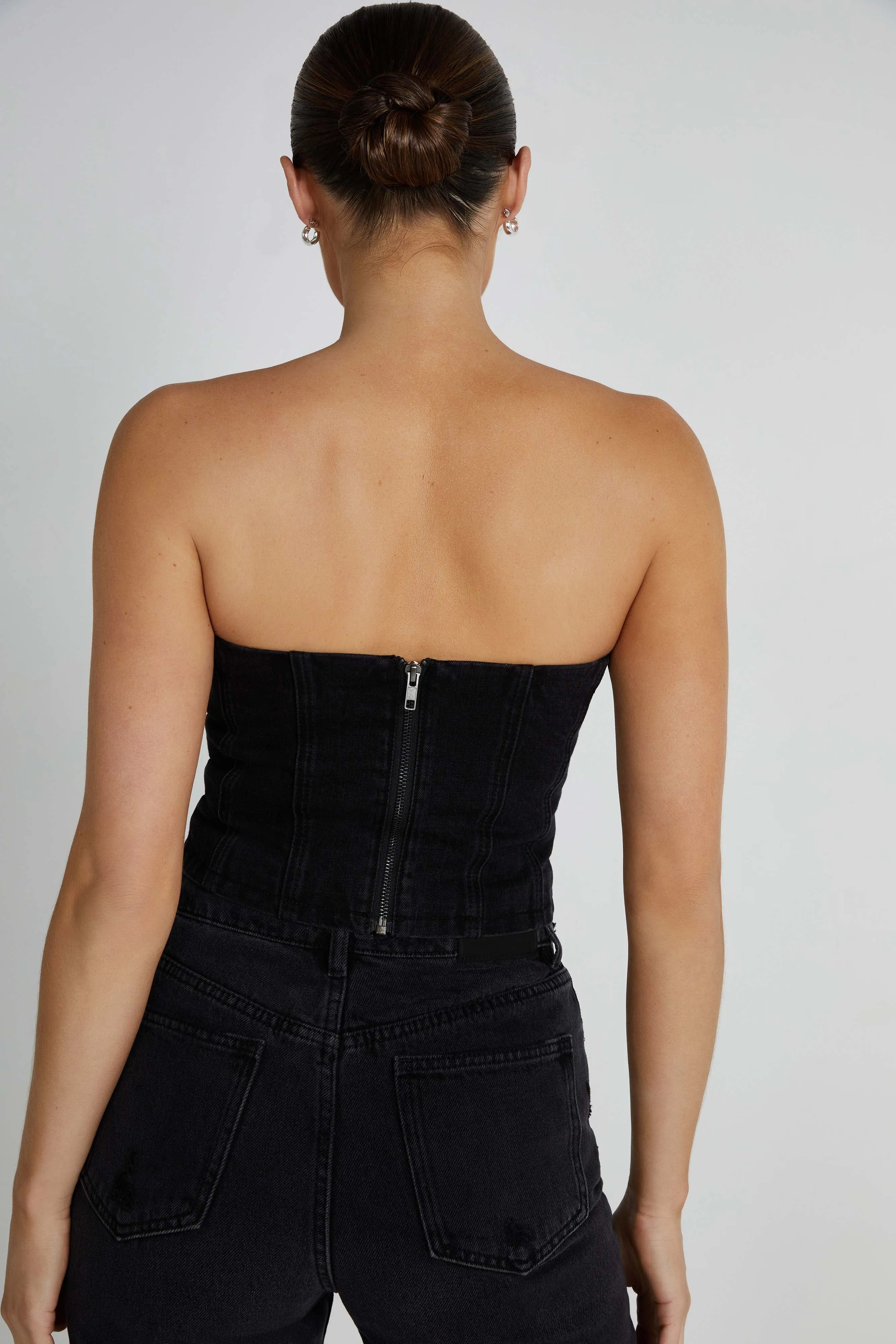Relaxed Crew Neck Opening OdorControl Jordana Denim Tube Top - Washed Black