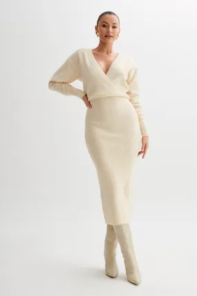 Shannon Knit Maxi Dress - Cream Marle Flower Soft