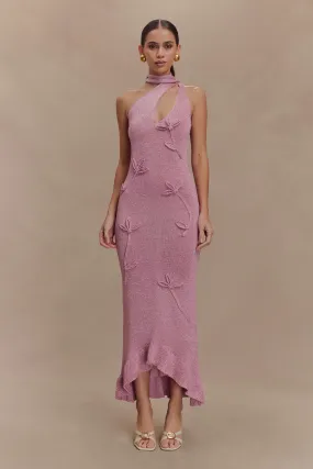 Celestino Floral Metallic Knit Maxi Dress - Pink Sophisticated Design Balloon-Sleeve