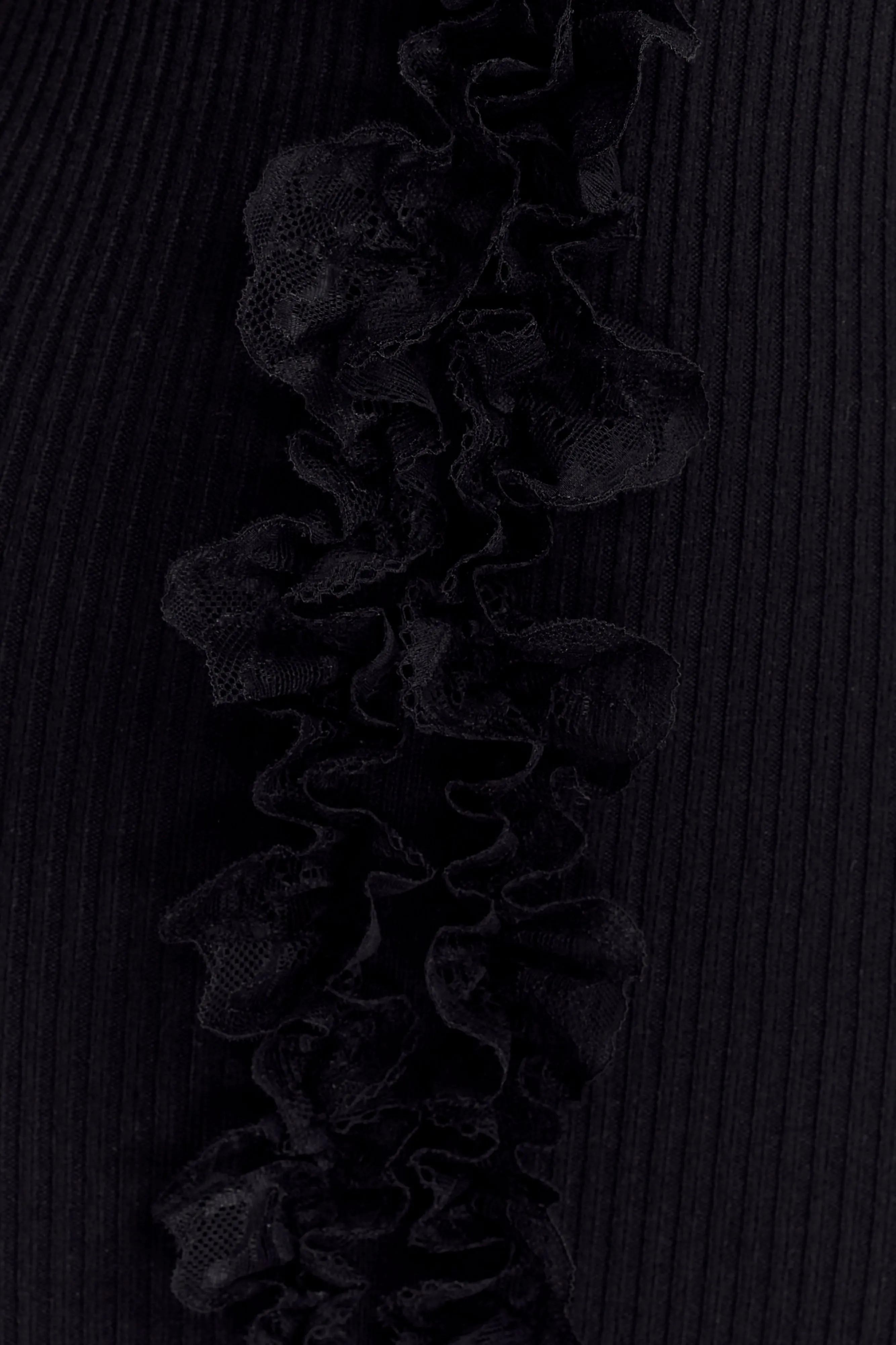 Shay Lace Ruffle Knit Midi Dress - Black Spring Style