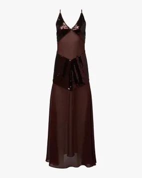 Trendy Silhouette Sheer Panel Maxi Dress