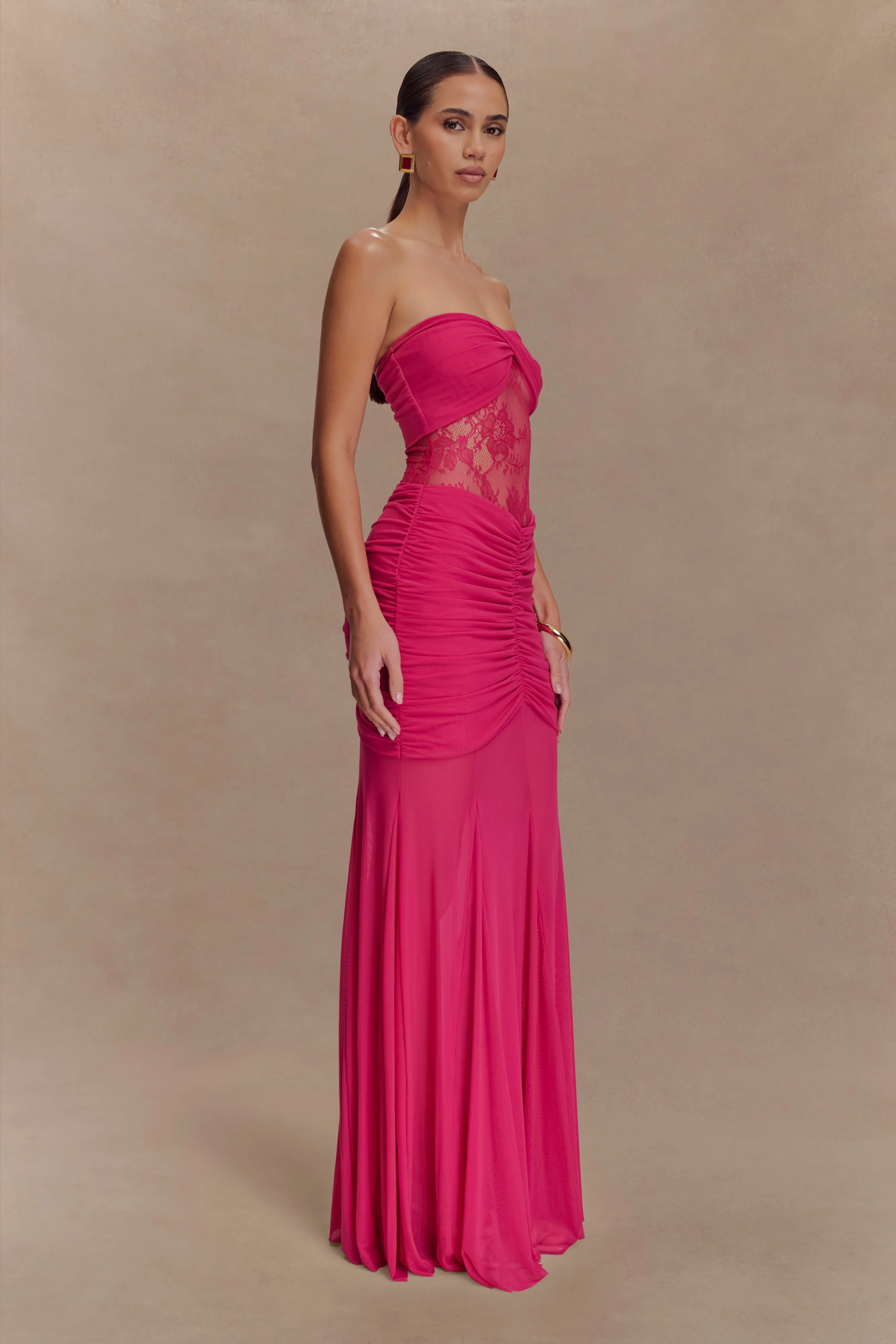 Day Magic Bold Elegance Khadijah Lace And Mesh Maxi Dress - Dragonfruit