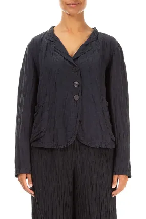 Windproof Design Ultra Compact Packing Design Short Crinkled Graphite Blue Silk Jacket