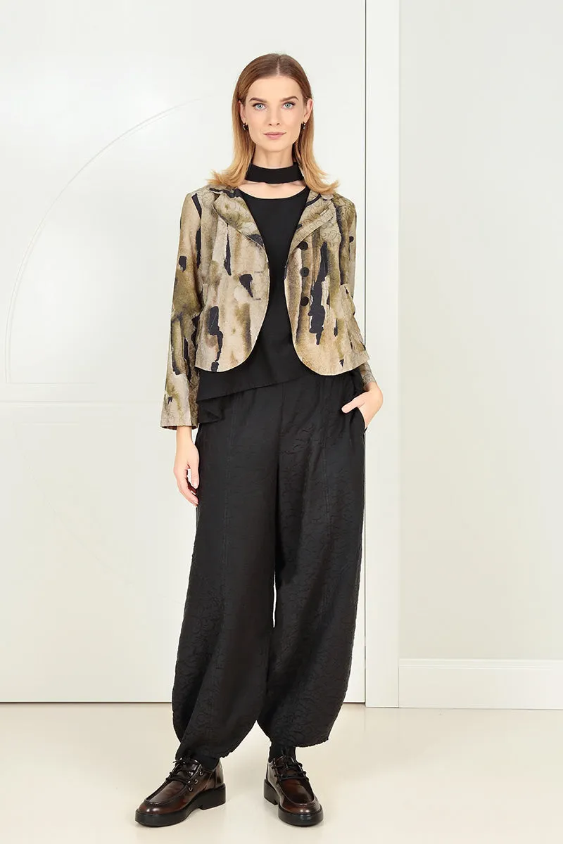 Short Terra Ornamented Silk Cotton Jacket Comfort Fit Design Frictionless Inner Layer