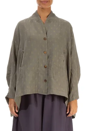 Quick Dry Material Double Layered Silver Sage Dotty Silk Jacket