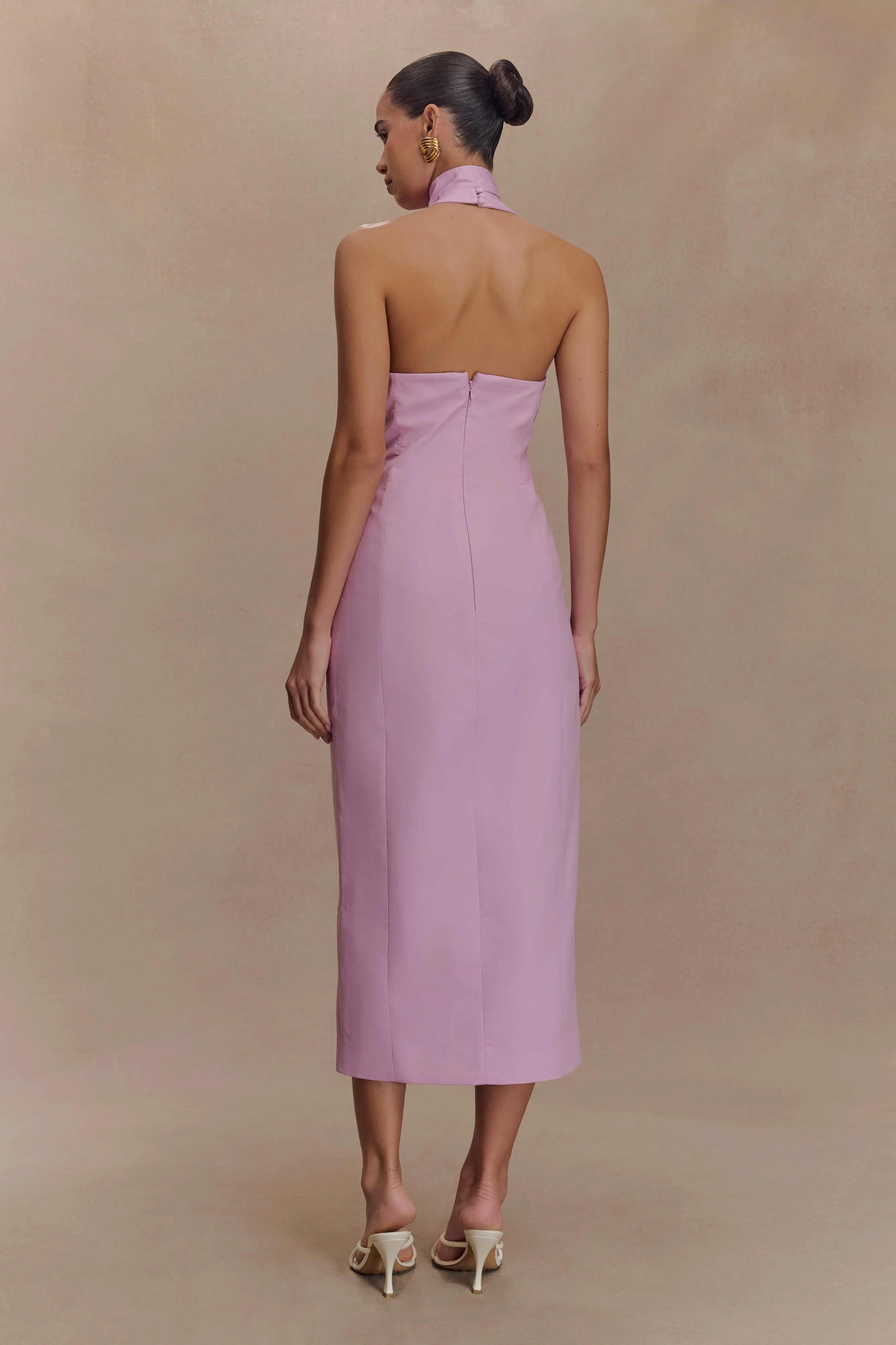 Simona Halter Neck Midi Dress - Blush Pink Office Wear