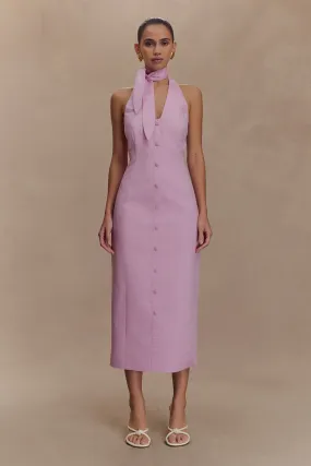 Simona Halter Neck Midi Dress - Blush Pink Soft Fashion