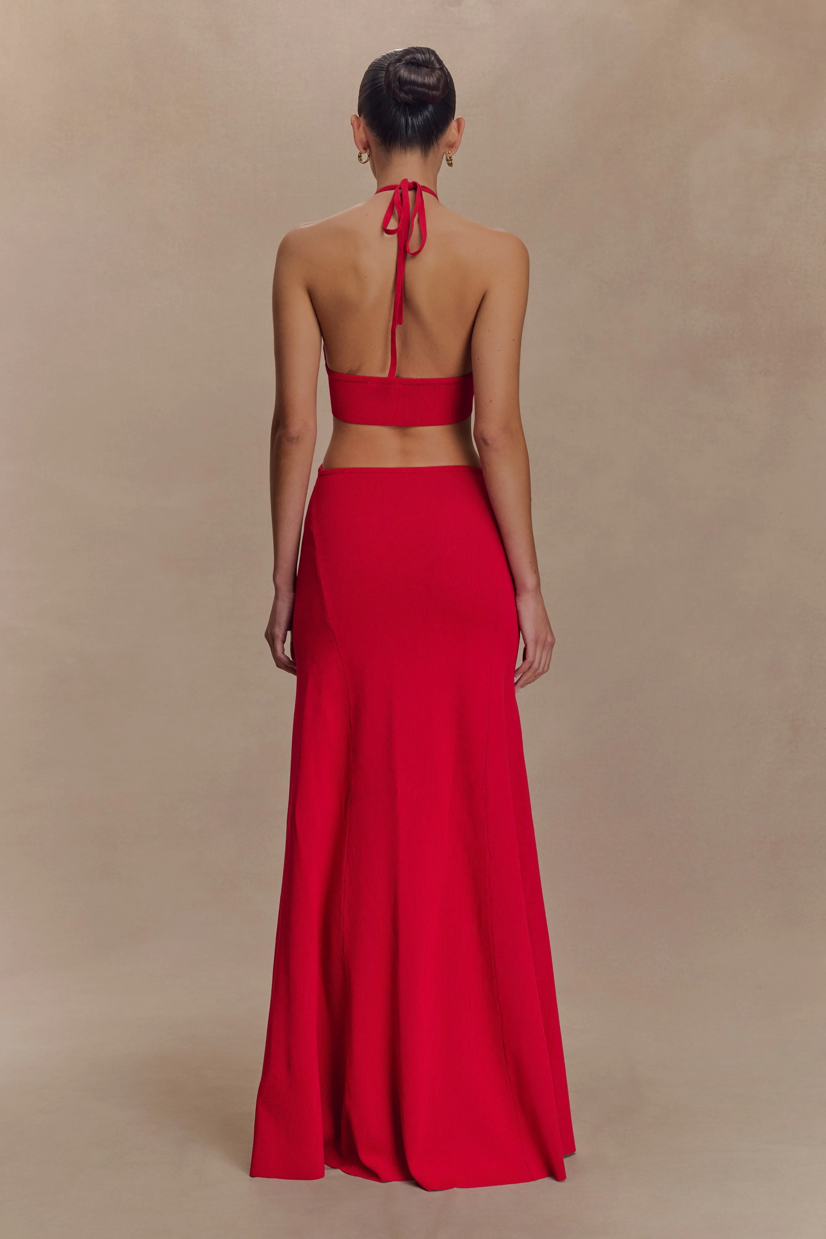 Casual Fit Pure Look Marlowe Halter Knit Maxi Dress - Red