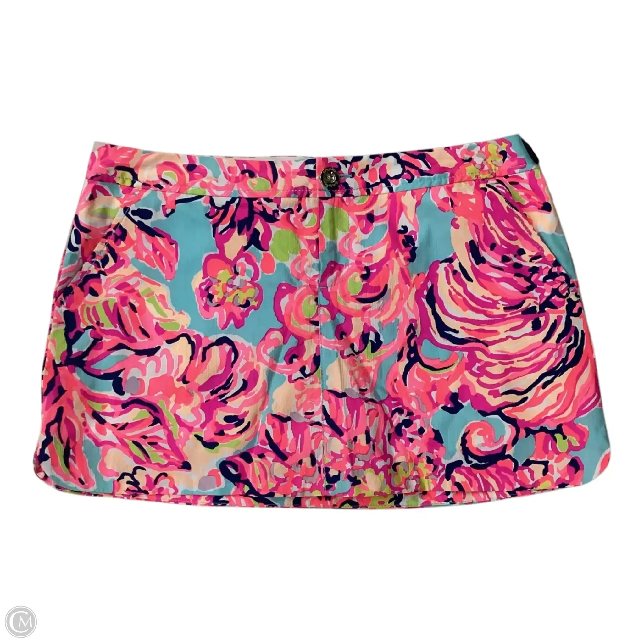 Adjustable drawstring Skort Designer By Lilly Pulitzer In Blue & Pink, Size: 10