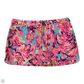 Adjustable drawstring Skort Designer By Lilly Pulitzer In Blue & Pink, Size: 10