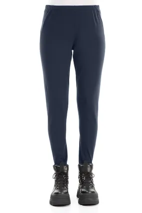 Slate Blue Cotton Leggings Shape Retention Dynamic Motion