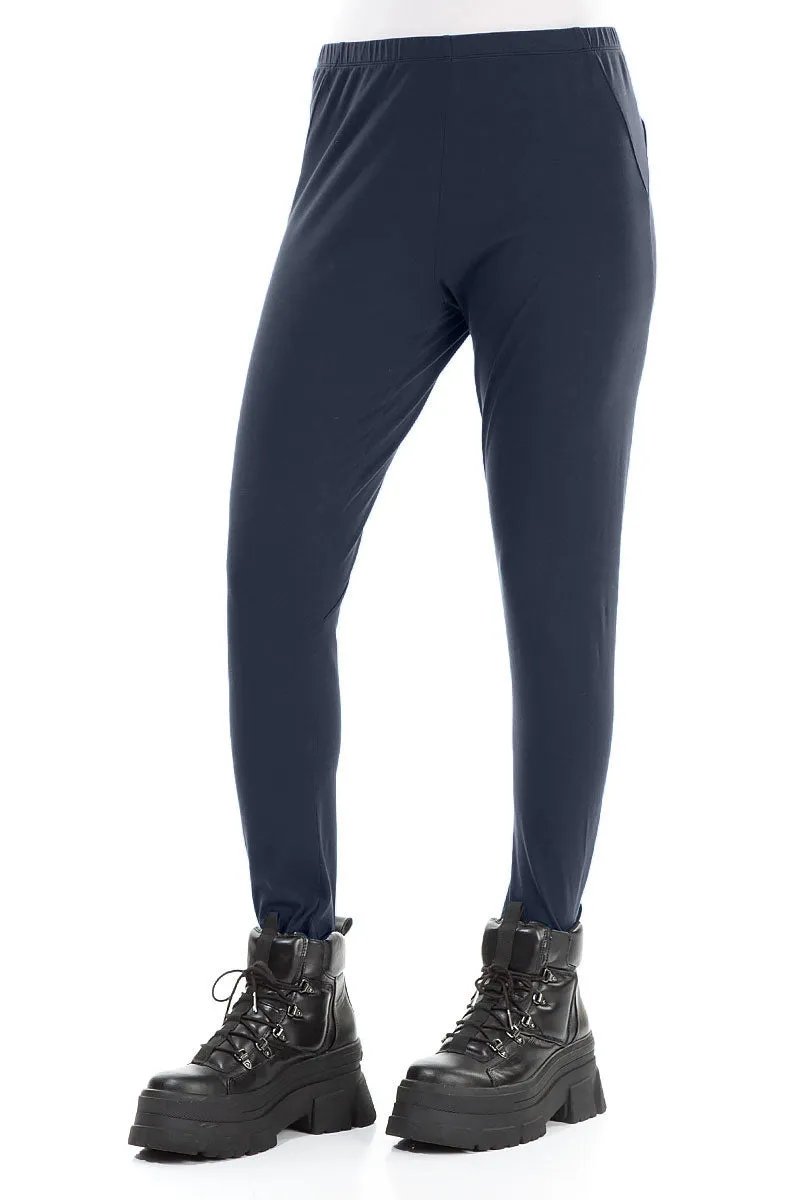 Slate Blue Cotton Leggings Slim Silhouette