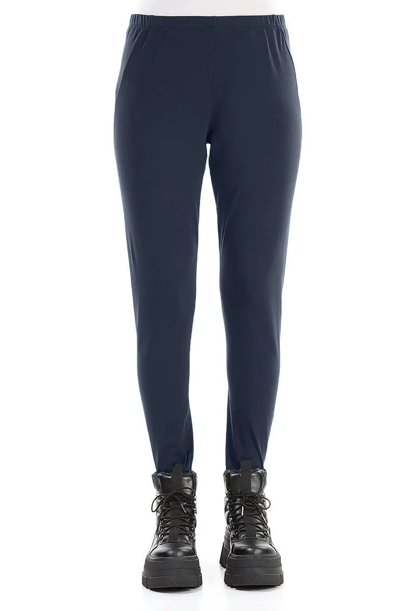 Slate Blue Cotton Leggings Shape Retention Dynamic Motion