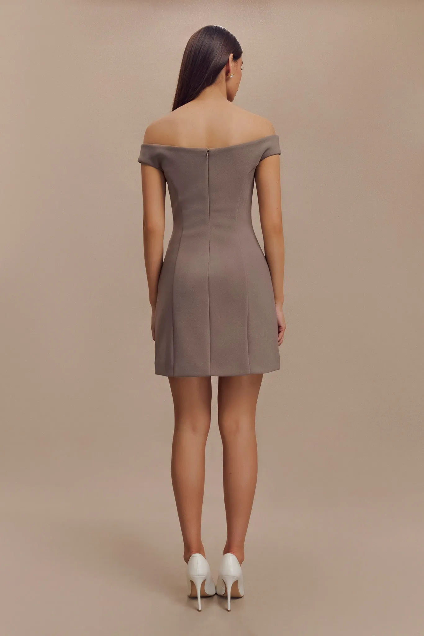 Cassidy Crepe Off Shoulder Mini Dress - Smoke All-Day Wear Relaxed and stylish