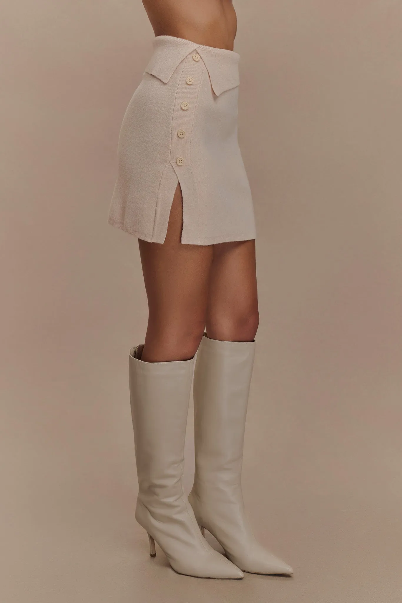 Annabelle Knit Mini Skirt - Cream Soft Touch