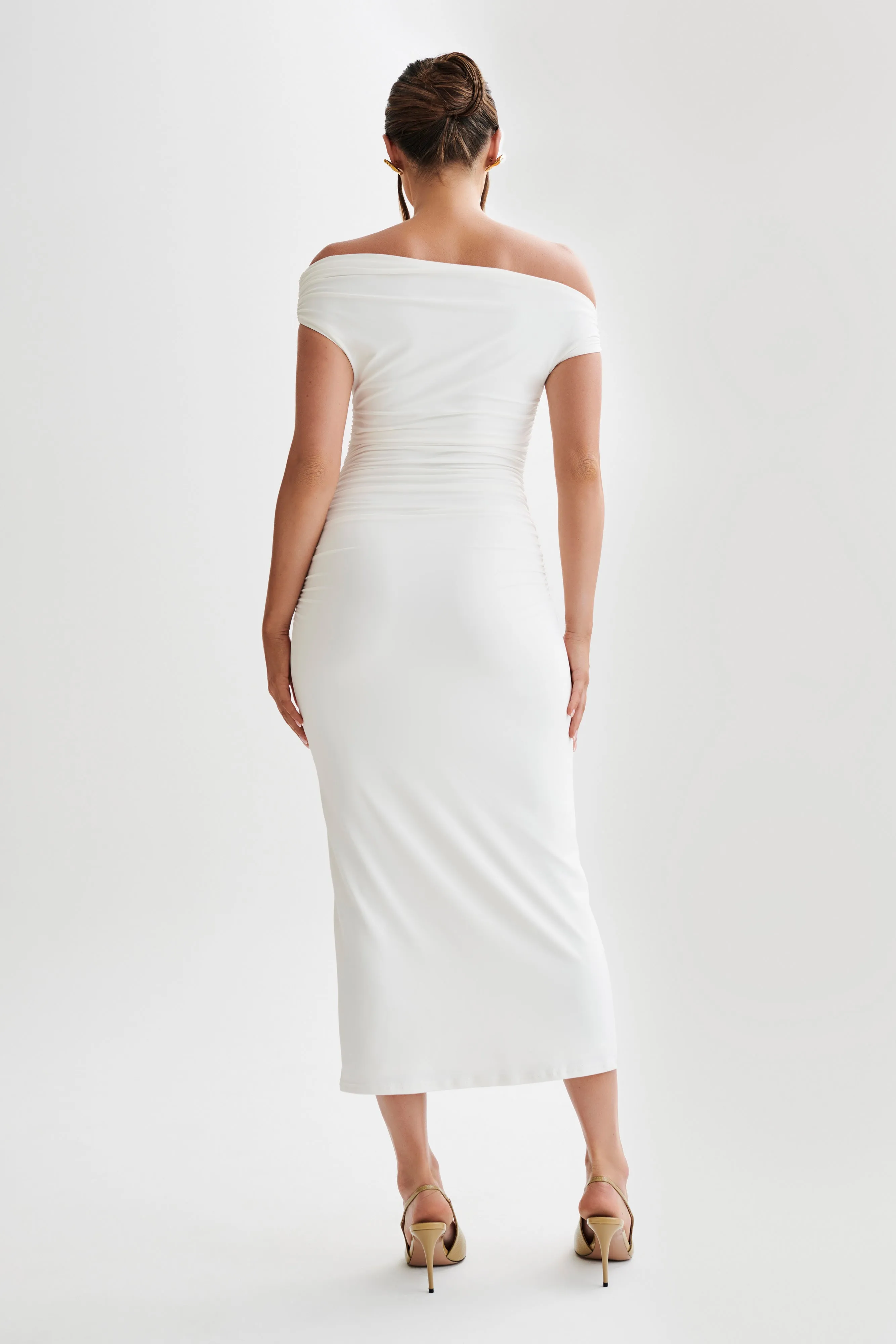 Alayna Recycled Nylon Midi Dress - White Art-Gallery