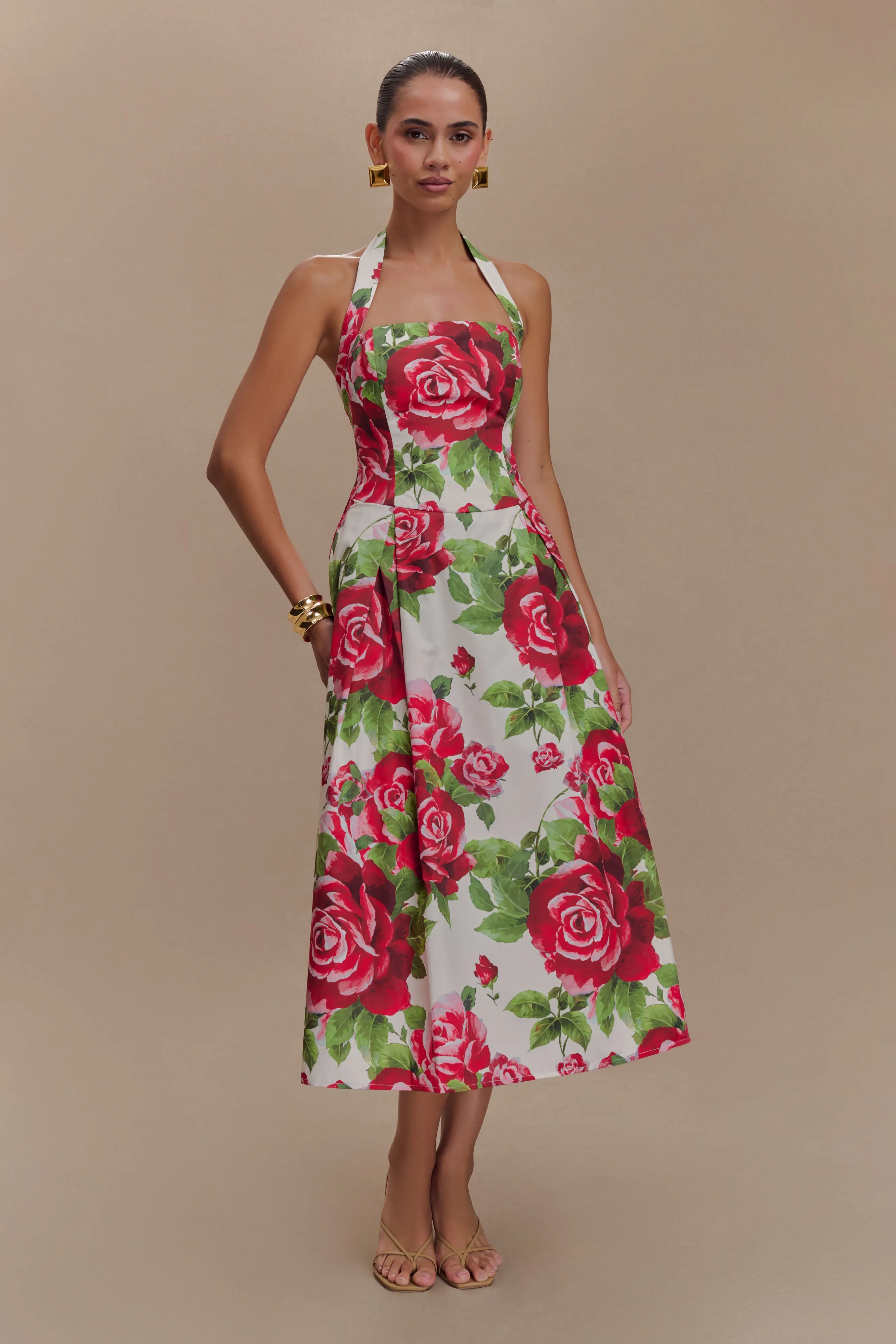 Maximalist-Trend Juana Halter Midi Dress - Sonia Rose Print