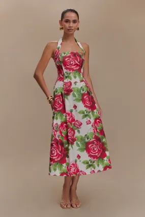 Maximalist-Trend Juana Halter Midi Dress - Sonia Rose Print