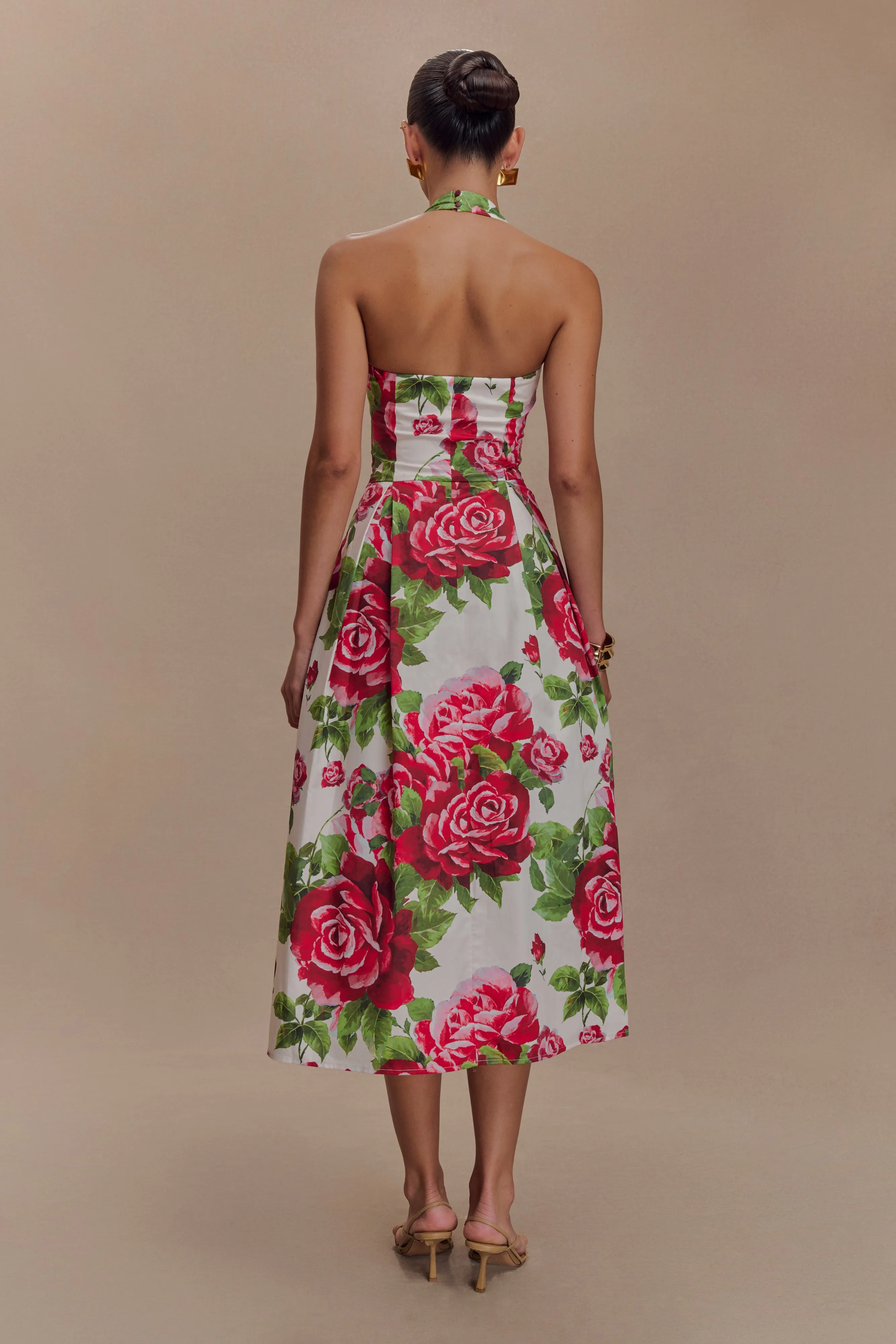 Soft-touch daywear Subtle Texture Juana Halter Midi Dress - Sonia Rose Print