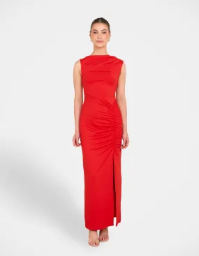 Quinby Sleeveless Ruched Dress Peplum-Style
