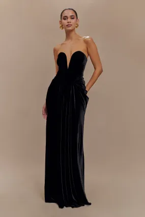 All-day Comfort Paige Strapless Velvet Maxi Dress - Black