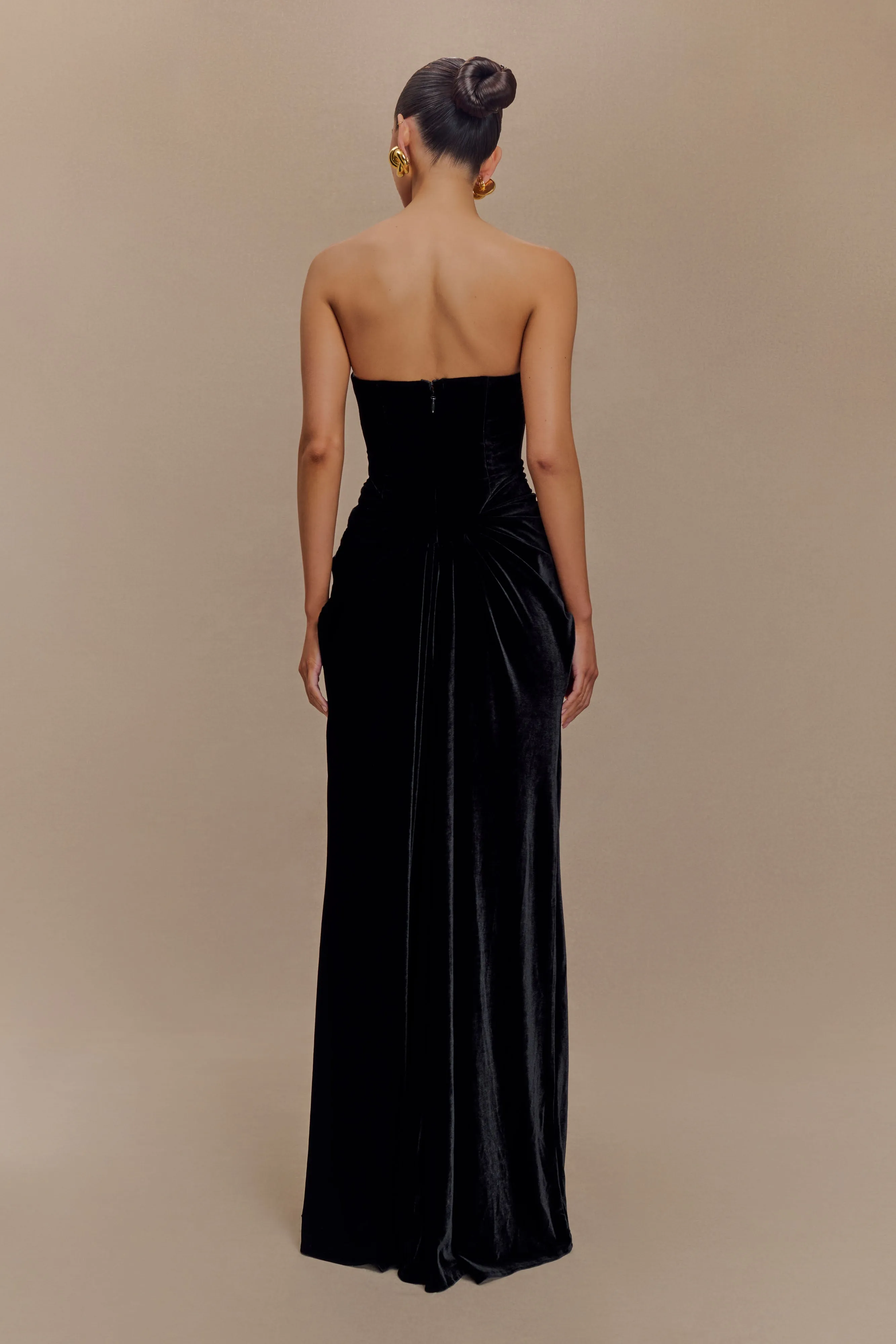 Paige Strapless Velvet Maxi Dress - Black Comfy Yet Stylish Delicate Edge