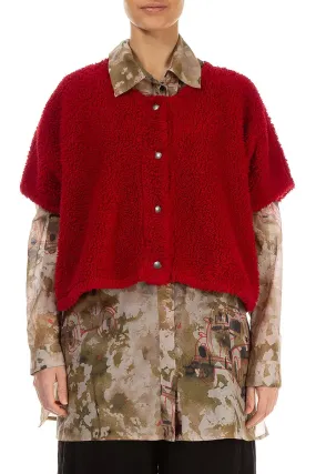 No Static Cherry Red Teddy Cotton Gilet