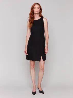 Feminine Energy Sleeveless Linen Blend Dress - Black