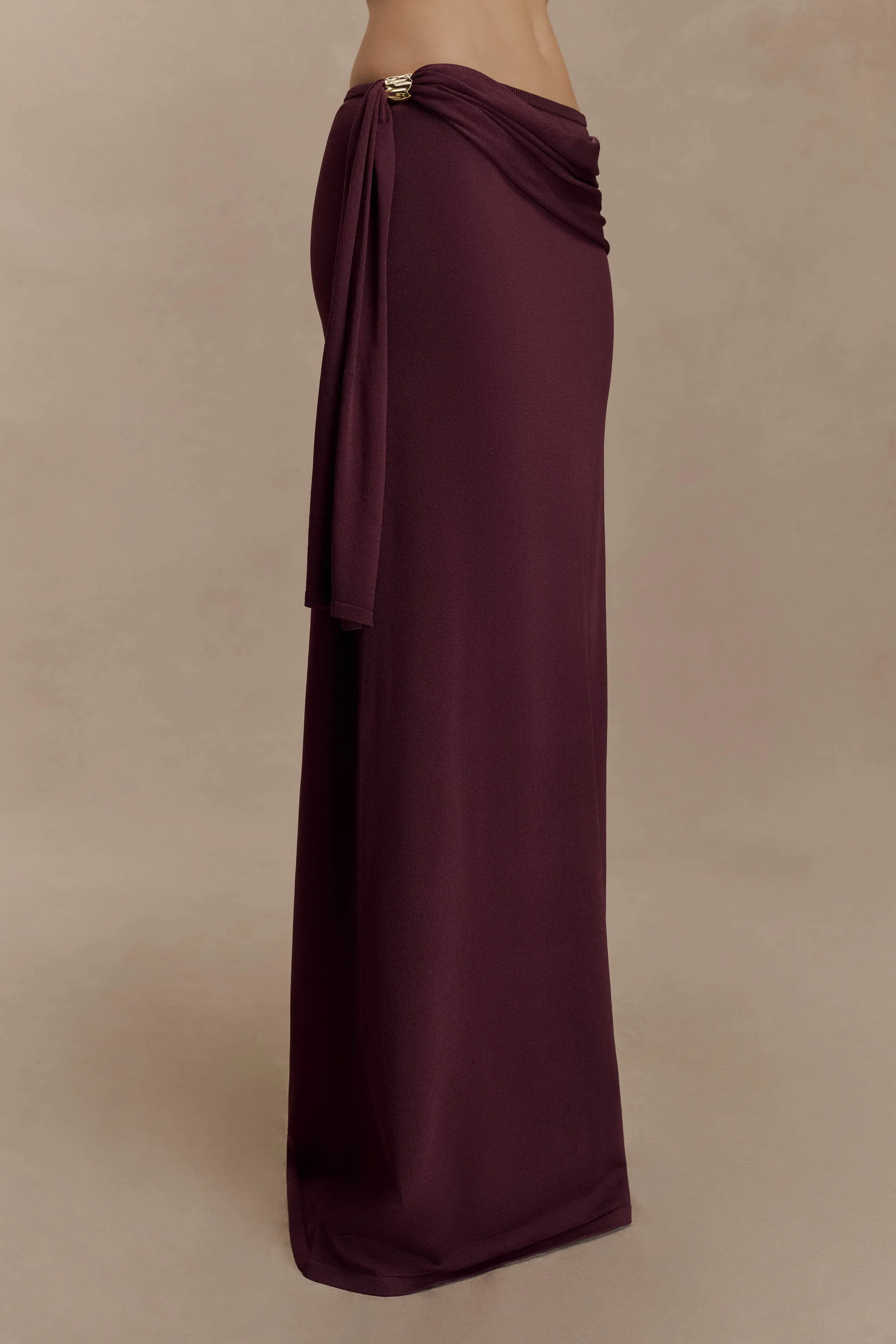 Bowie Low Rise Knit Maxi Skirt - Dark Chocolate Slip Resistant Eco Friendly Fabric