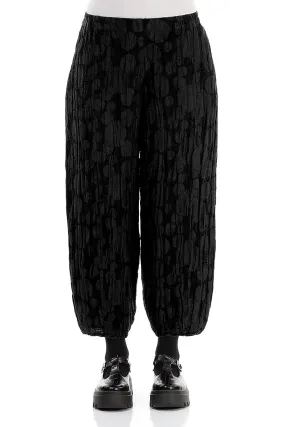 Timeless Utility Cropped Taper Black Circle Silk Linen Trousers
