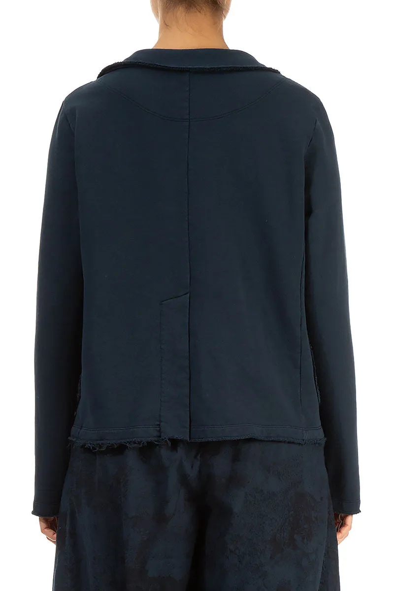 TapedSeamConstruction Modular Design Collar Midnight Blue Cotton Jacket