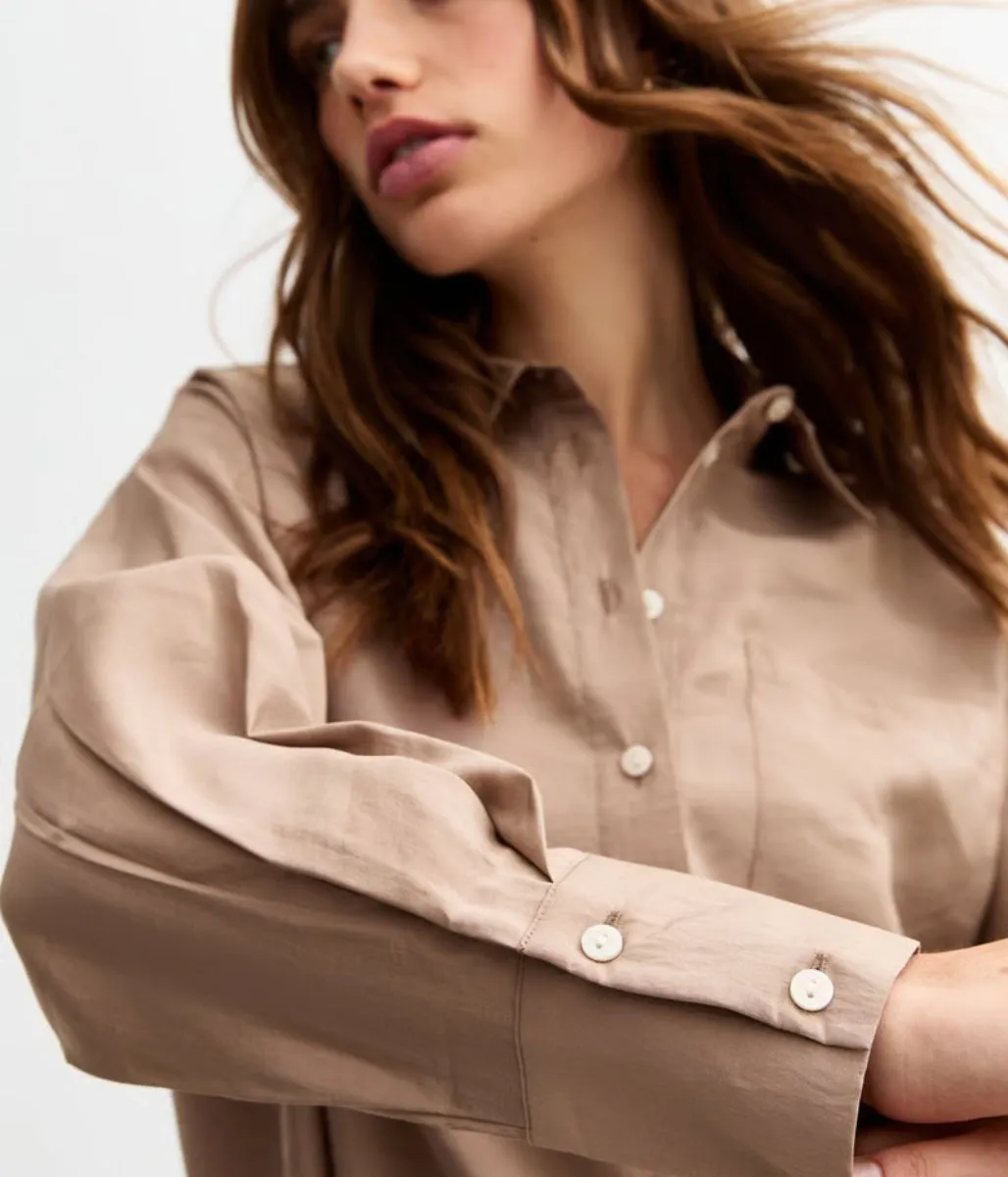Mocha Modal Relaxed Shirt Slim Fit Jeans