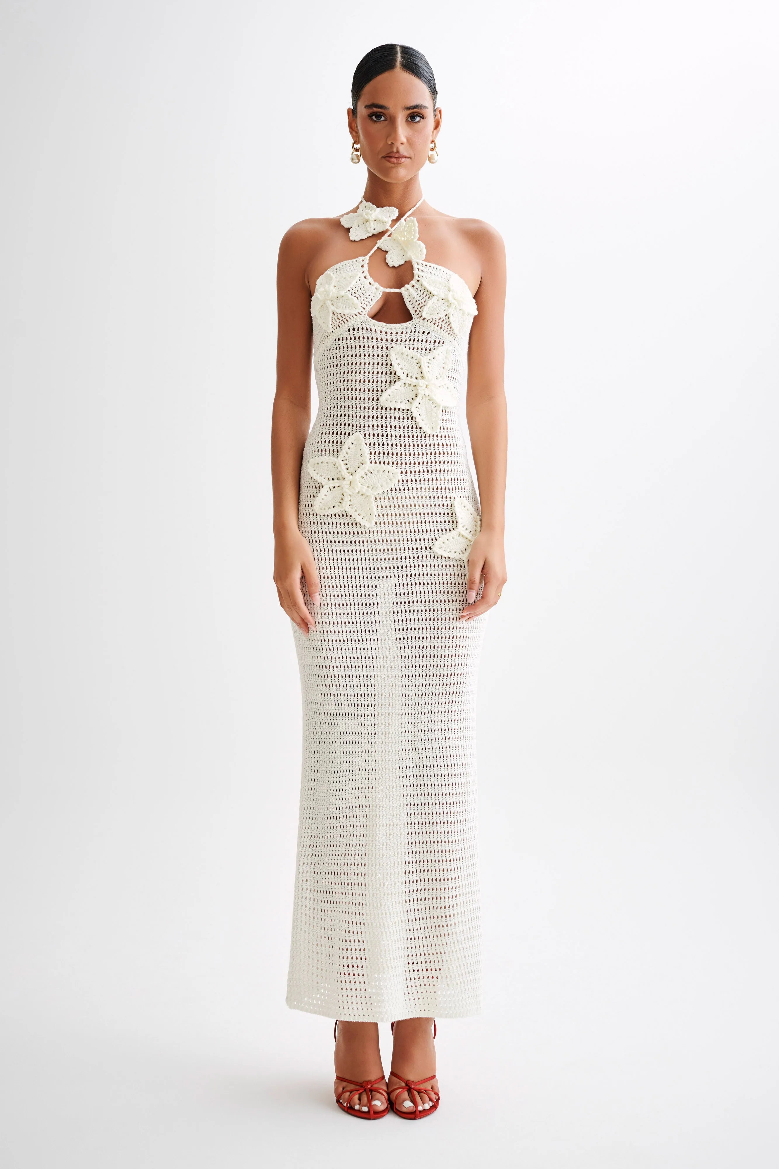 Kyla Floral Crochet Maxi Dress - Ivory Quick Match Chill Style