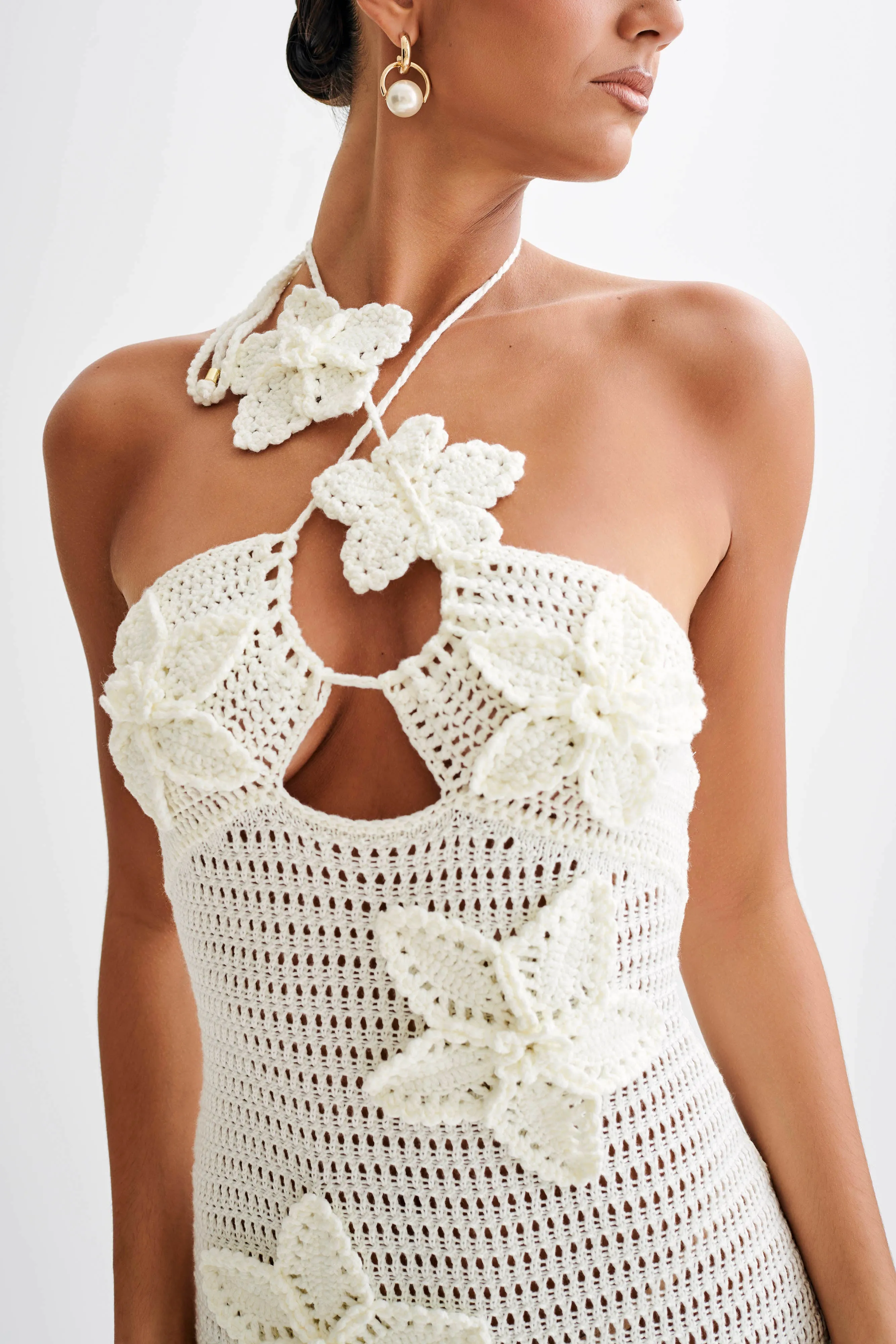 Sophisticated Wear Kyla Floral Crochet Maxi Dress - Ivory