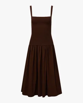 Smocked Drop Waist Midi Dress Warranty-Included Eco-Lining