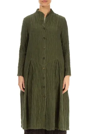 NonChafing Seam Placement Buttoned Crinkled Forest Mist Silk Jacket