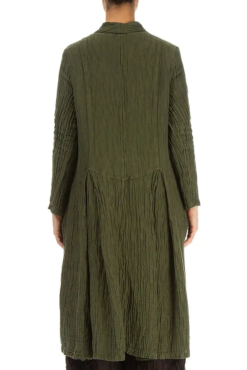 Buttoned Crinkled Forest Mist Silk Jacket Ethical Manufacturing