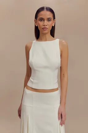 StainRepellentCoating Brigette Boat Neck Longline Top - Ivory