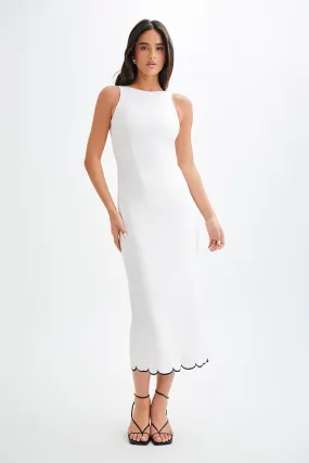 Breathable Feel Sofiane Scalloped Linen Midi Dress - Ivory